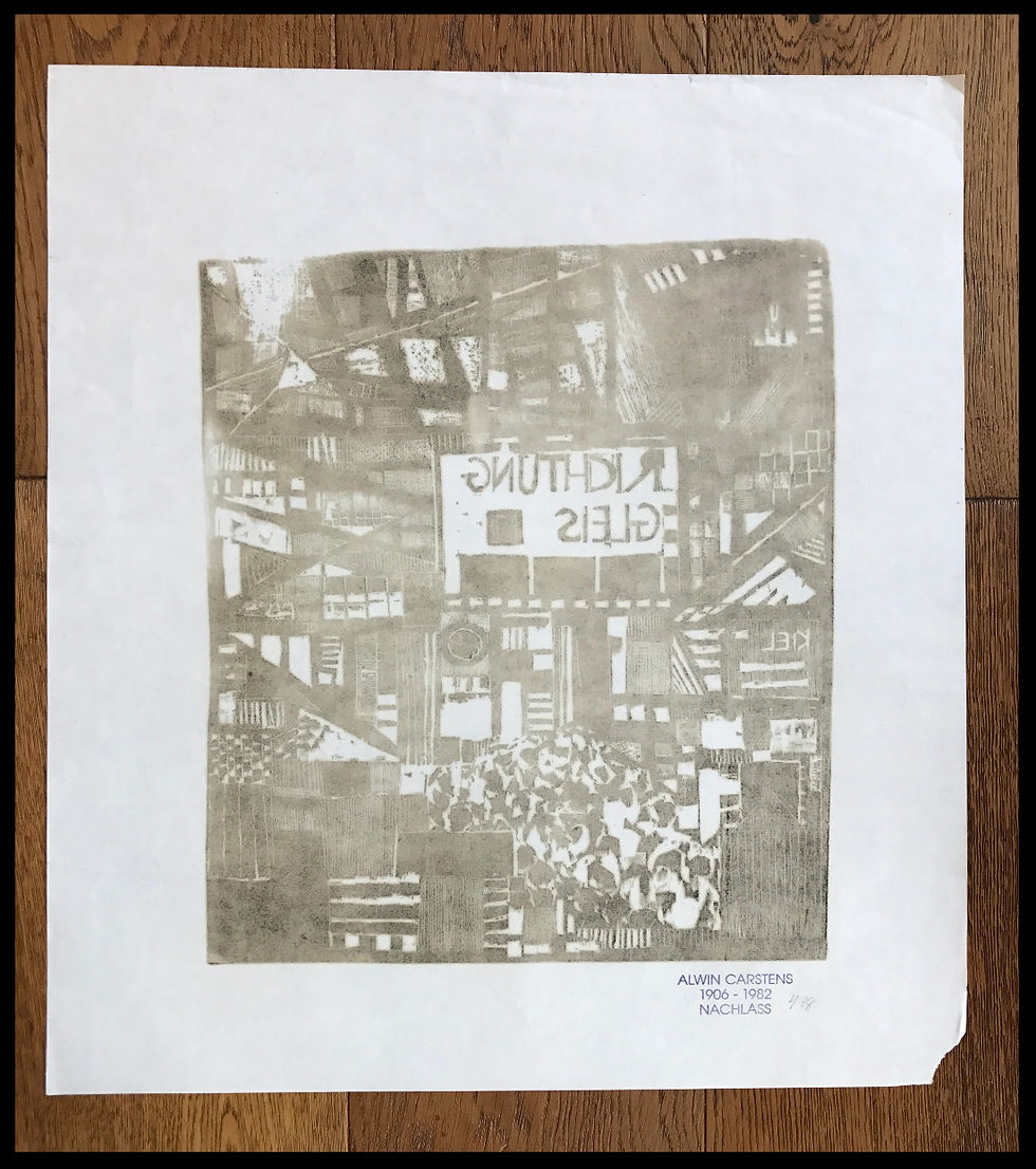 Miniature : Alwin Carstens Bois Gravé Expressionisme Abstraction 1950 dos