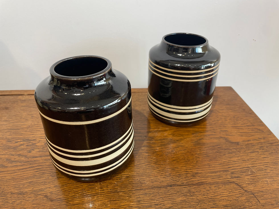 Miniature : Cécile GILBERT BYL - 2 vases email Tenmoku - bandes horizontales