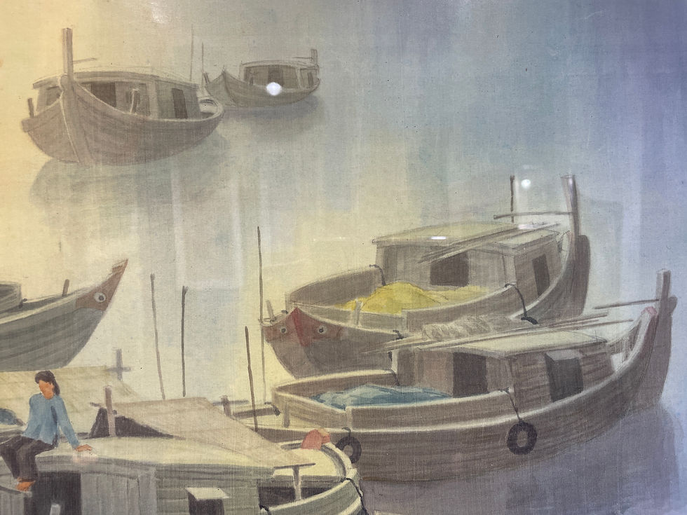 Miniature : Vo Van Ky (1923- 2011) - Peinture sur soie - Sampans 2 - Vietnam Indochin