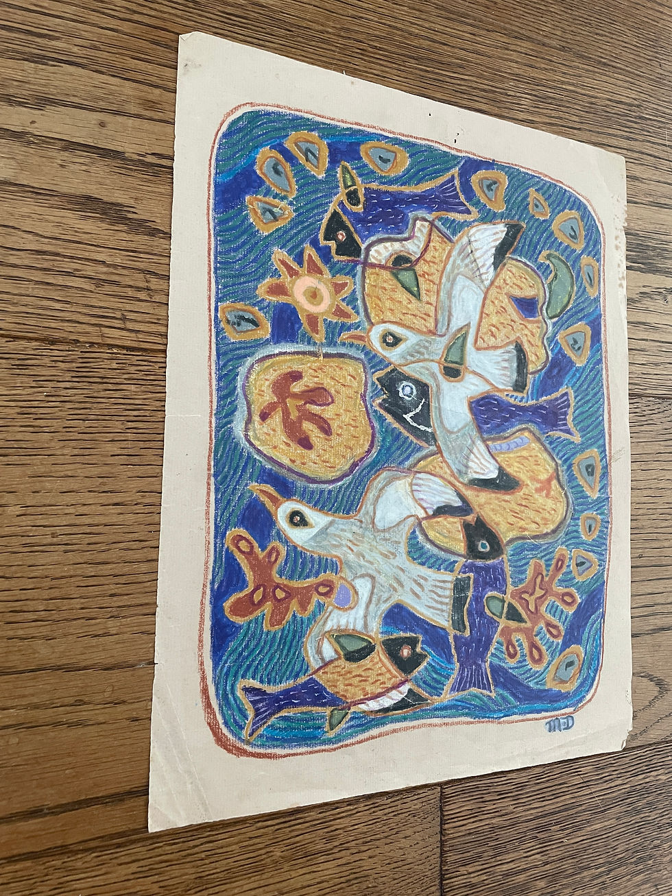 Miniature : Michel Debiève (1931-2021) - Mouettes et Poissons