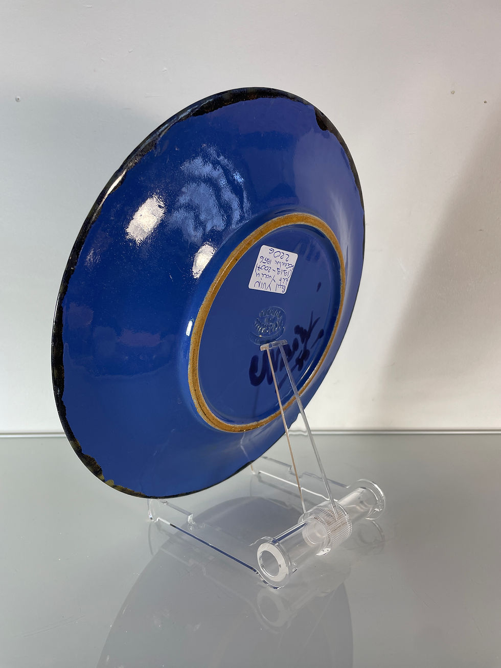 Miniature : Paul Yvain / Yvin (1919-2007) - Keraluc - Assiette bleue aux fleurs