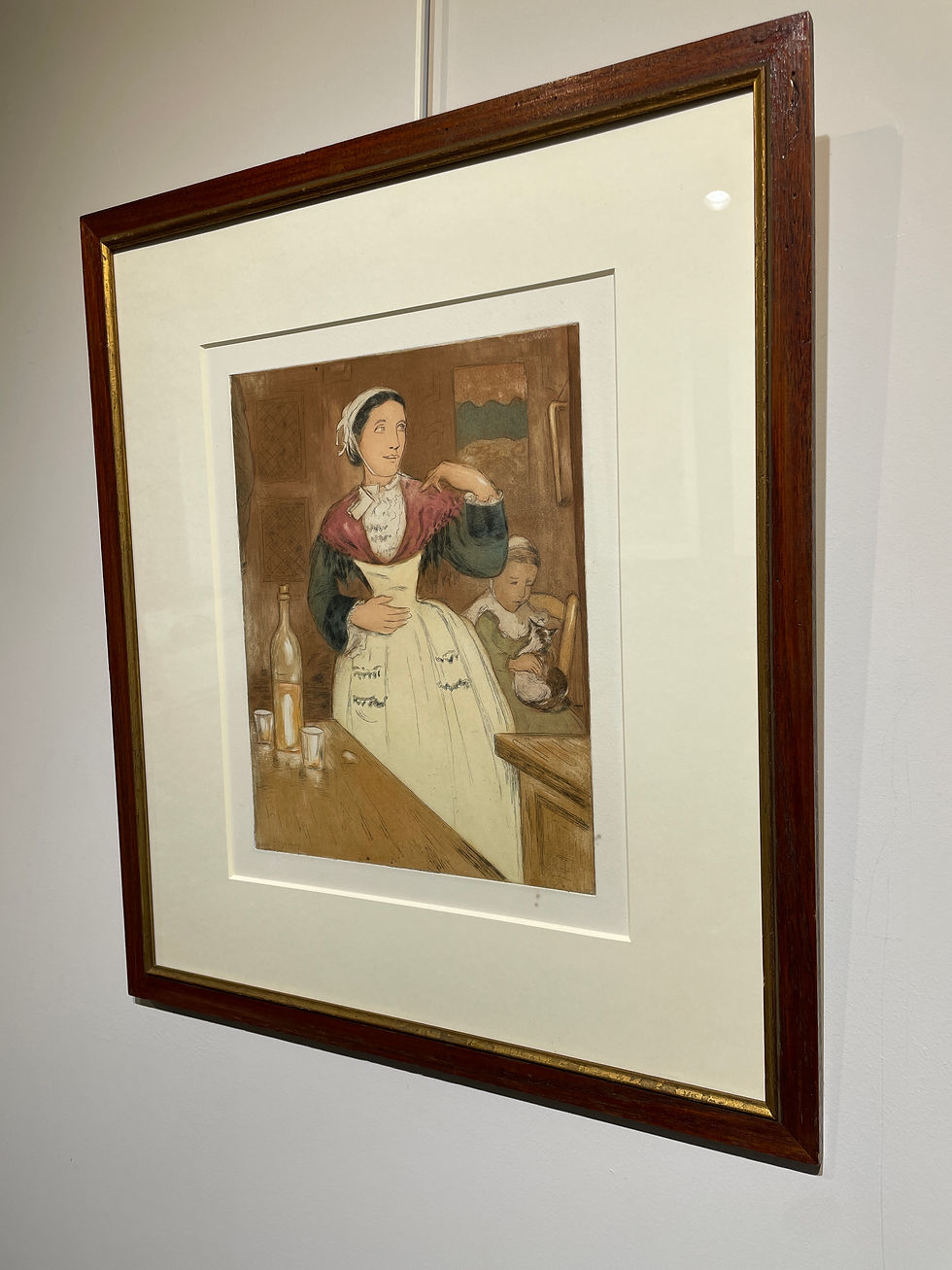 Miniature : Émile Alfred Dezaunay (1854-1938) -  La femme au chat