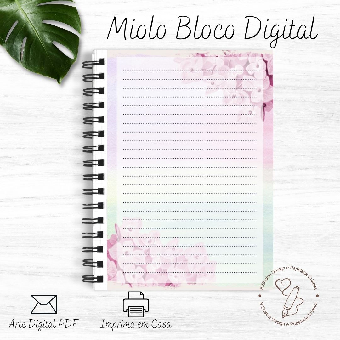 Miolo Digital Bloco de Anotações Flores