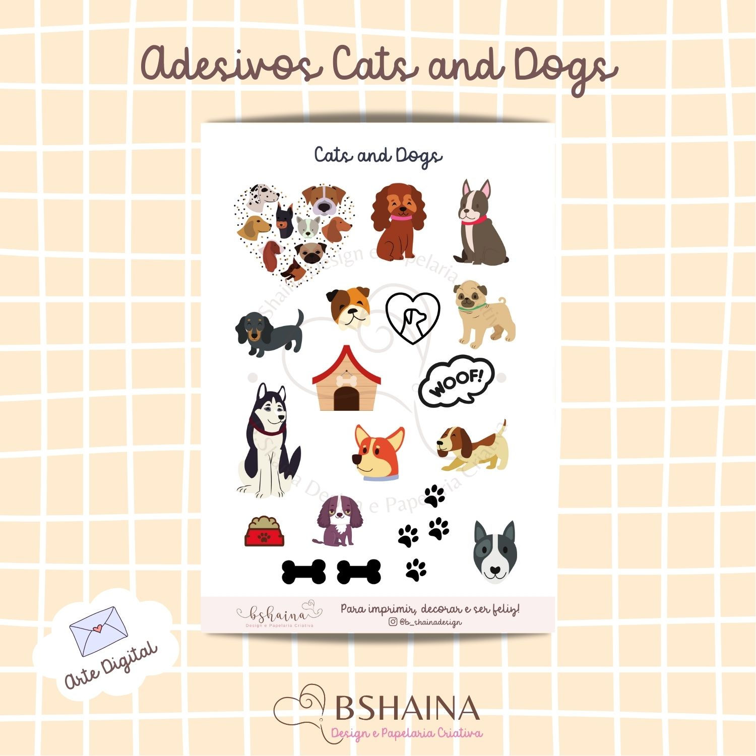 Cartela Adesivos Cats and Dogs