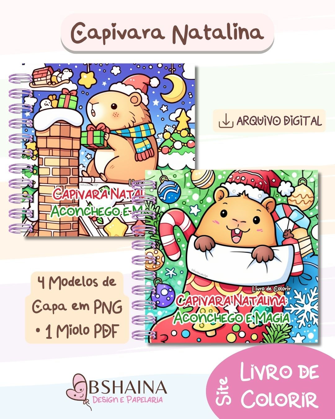 Livro de Colorir - Capivaras Natalinas