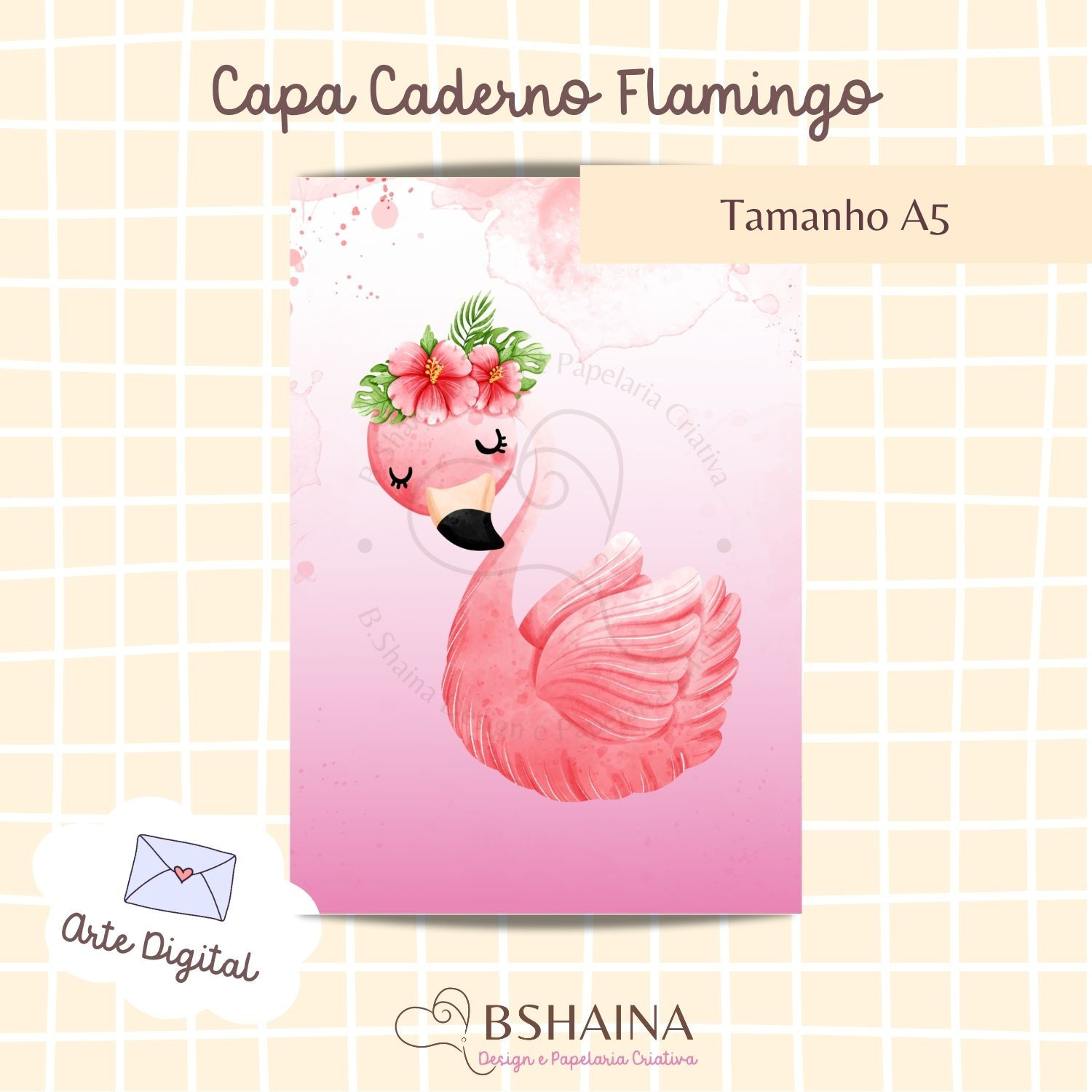 Capa de Caderno Flamingo 02- Arquivo digital