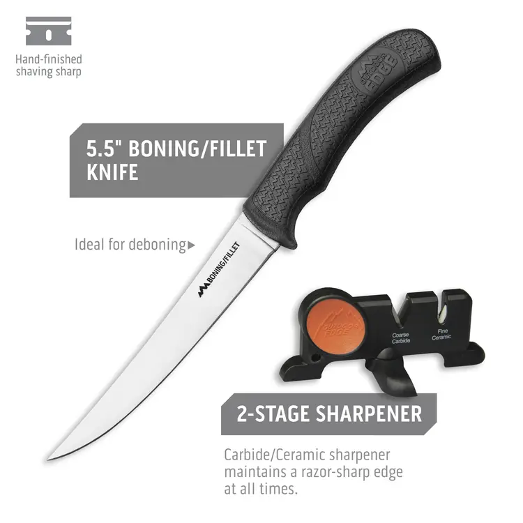 5.5 inch boning fillet knife with 2-stage sharpener