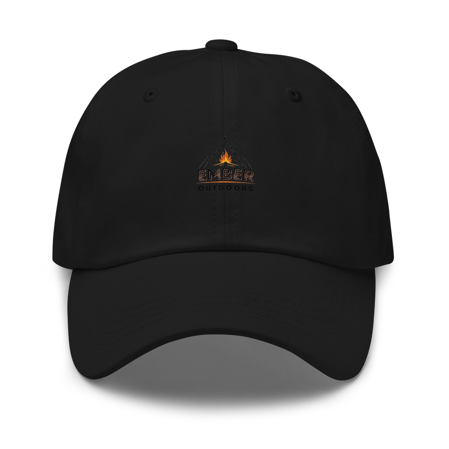 Black cap with orange mountain logo