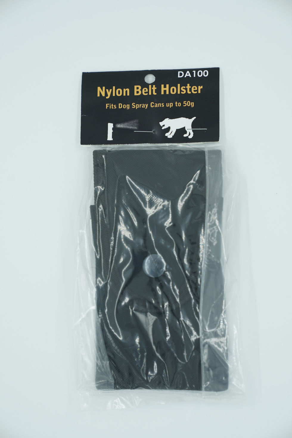 Black Nylon Belt Holster in clear retail packaging