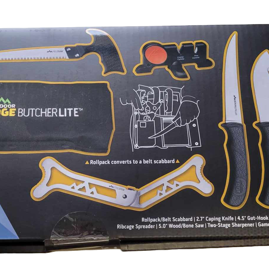 Outdoor Edge Butcherlite butchering tool set with knives and saw