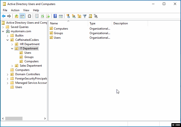 GIF: Creating an OU for Administrative Accounts