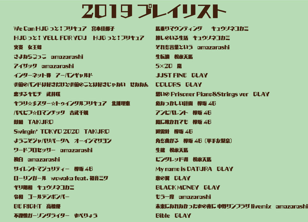 19年私的音楽総決算