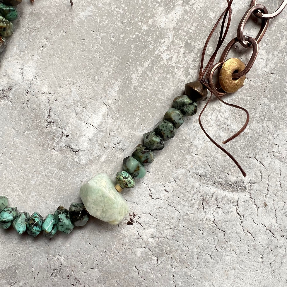 Thumbnail: Bezeled Tibetan turquoise w/Amazonite