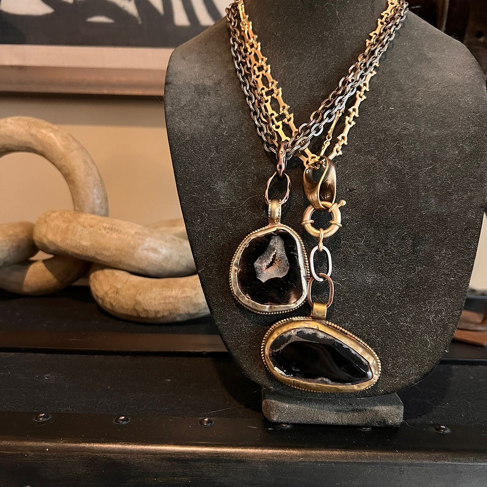 Thumbnail: Purplish brown pendant on matte gold