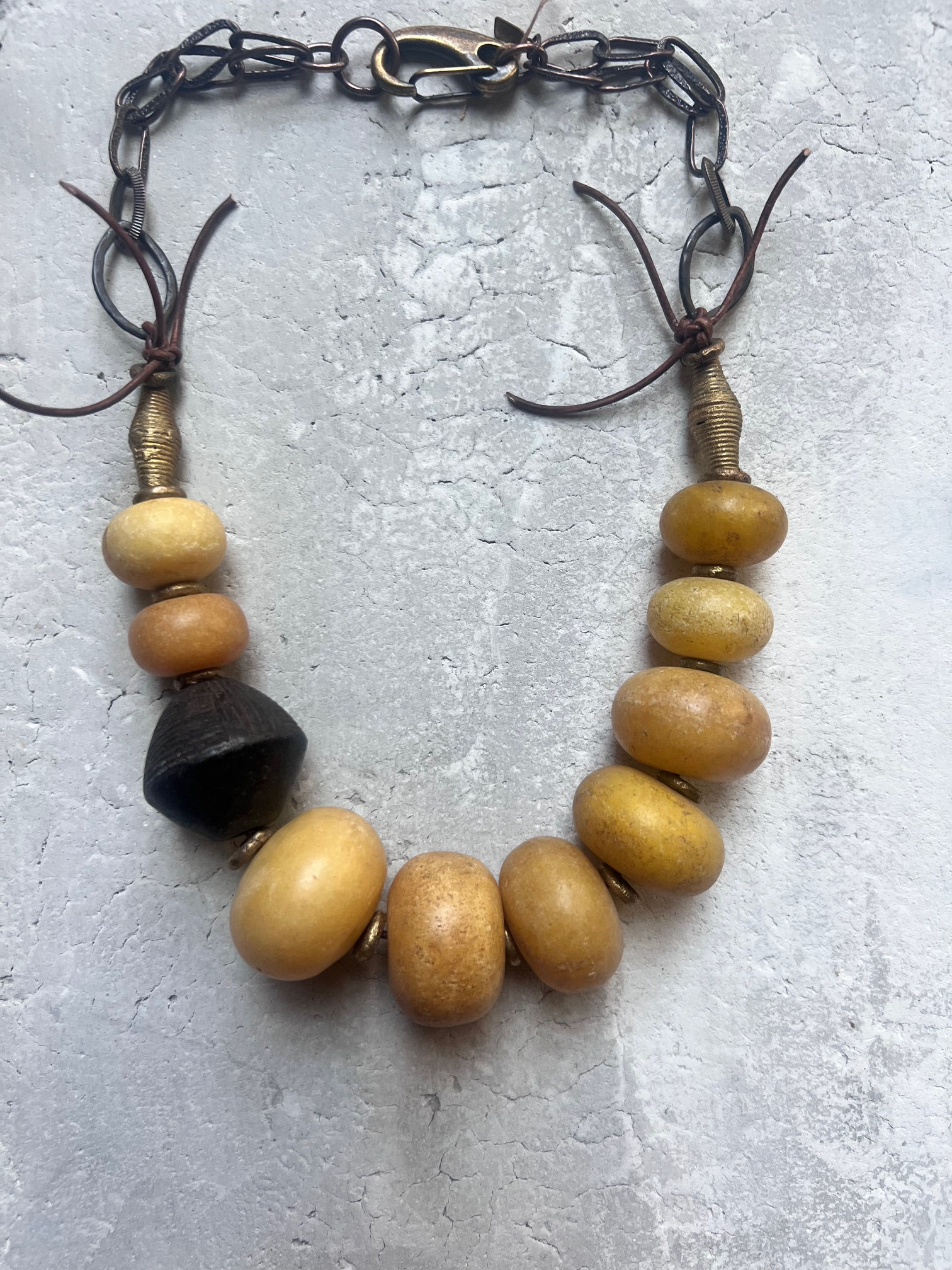 Old German beads w/hand carved bead