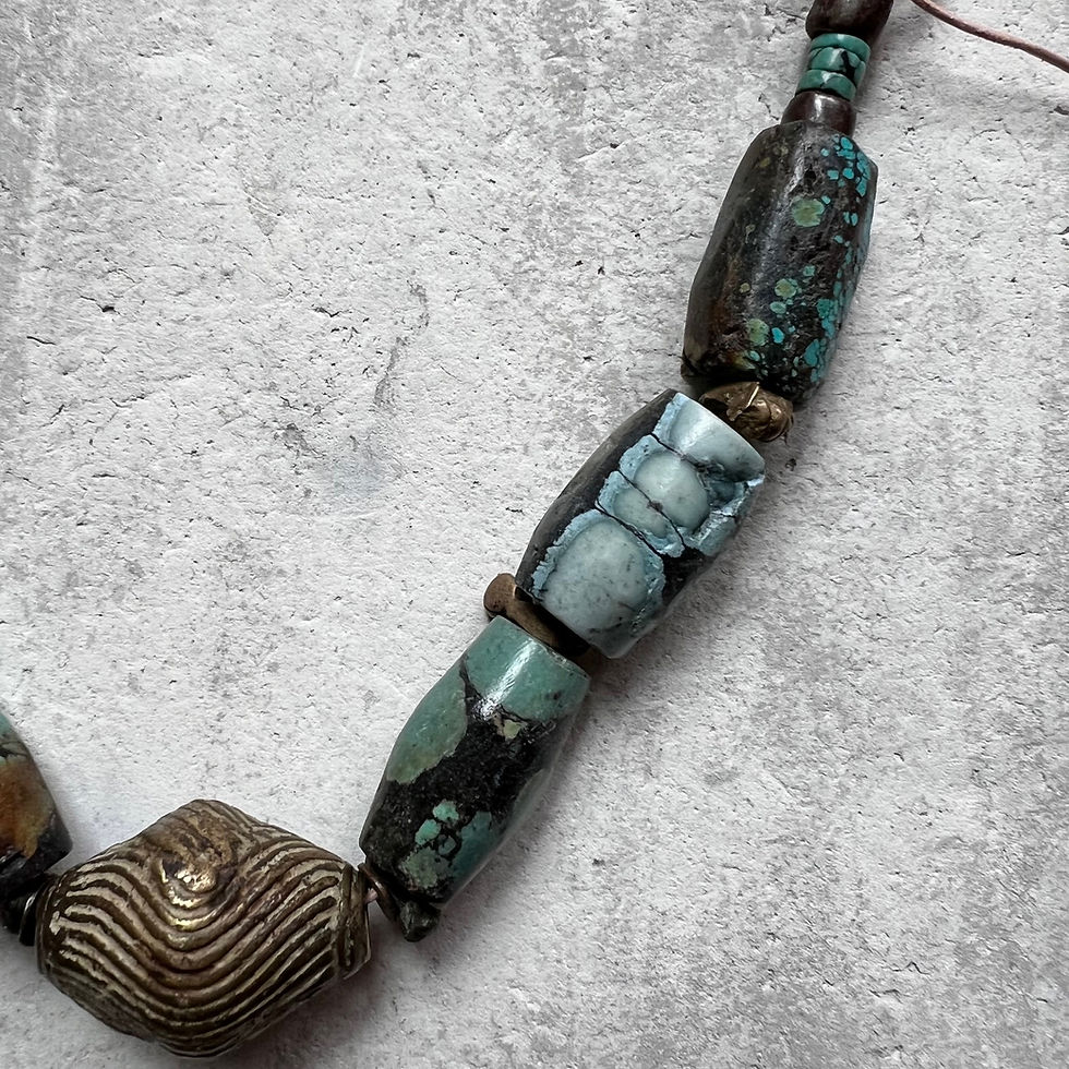 Thumbnail: Large Tibetan turquoise barrels