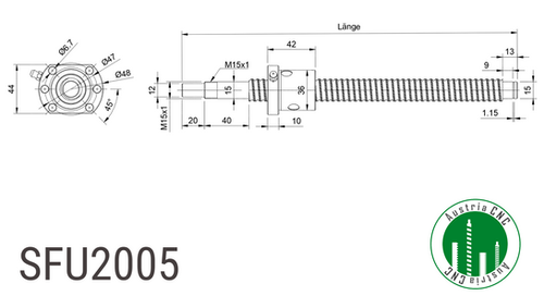 Kugelumlaufspindel 2005 X 450mm – Festlager + Loslager, Komplett Für CNC Fräse