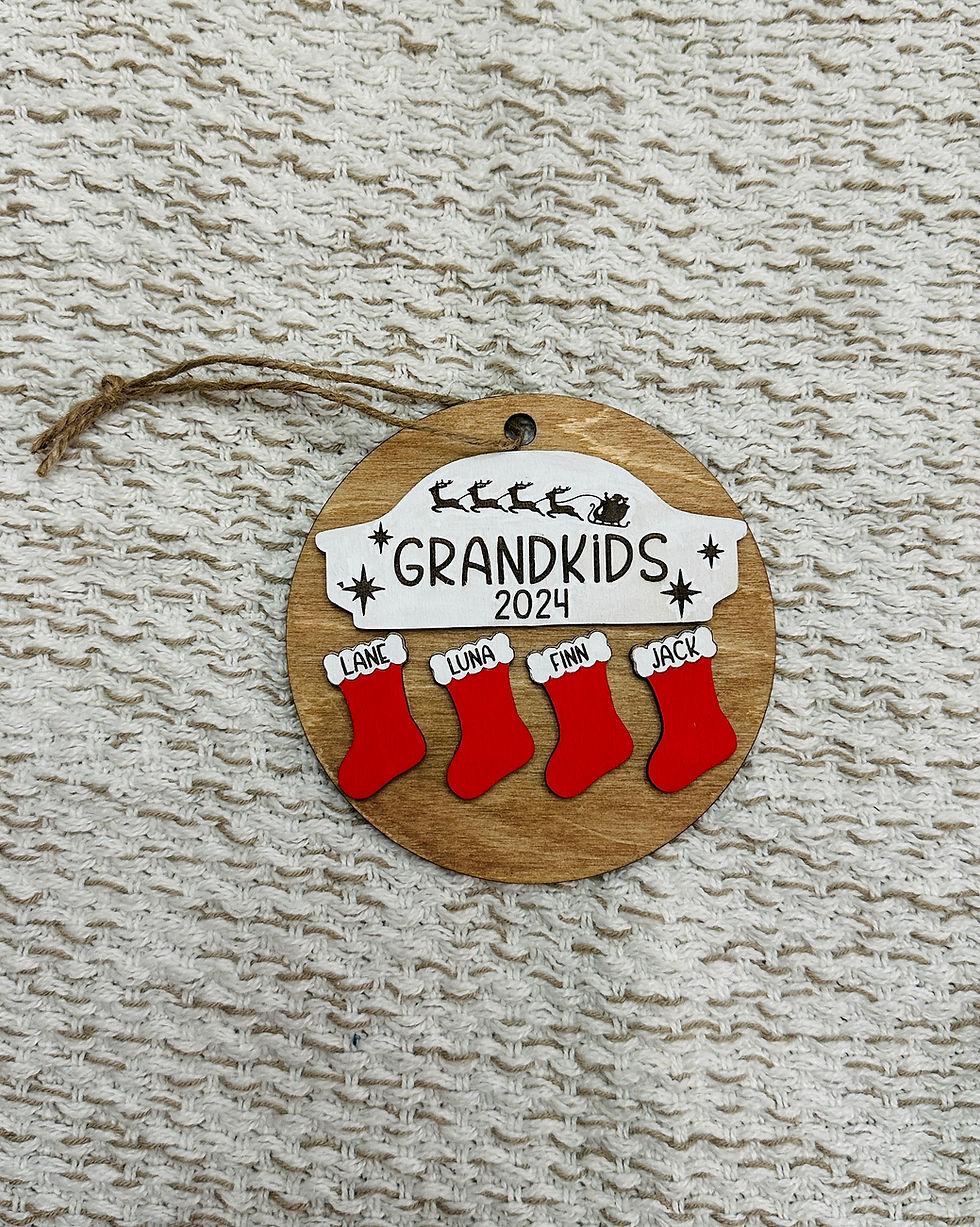 Thumbnail: Grandkids Christmas Ornament with Stockings