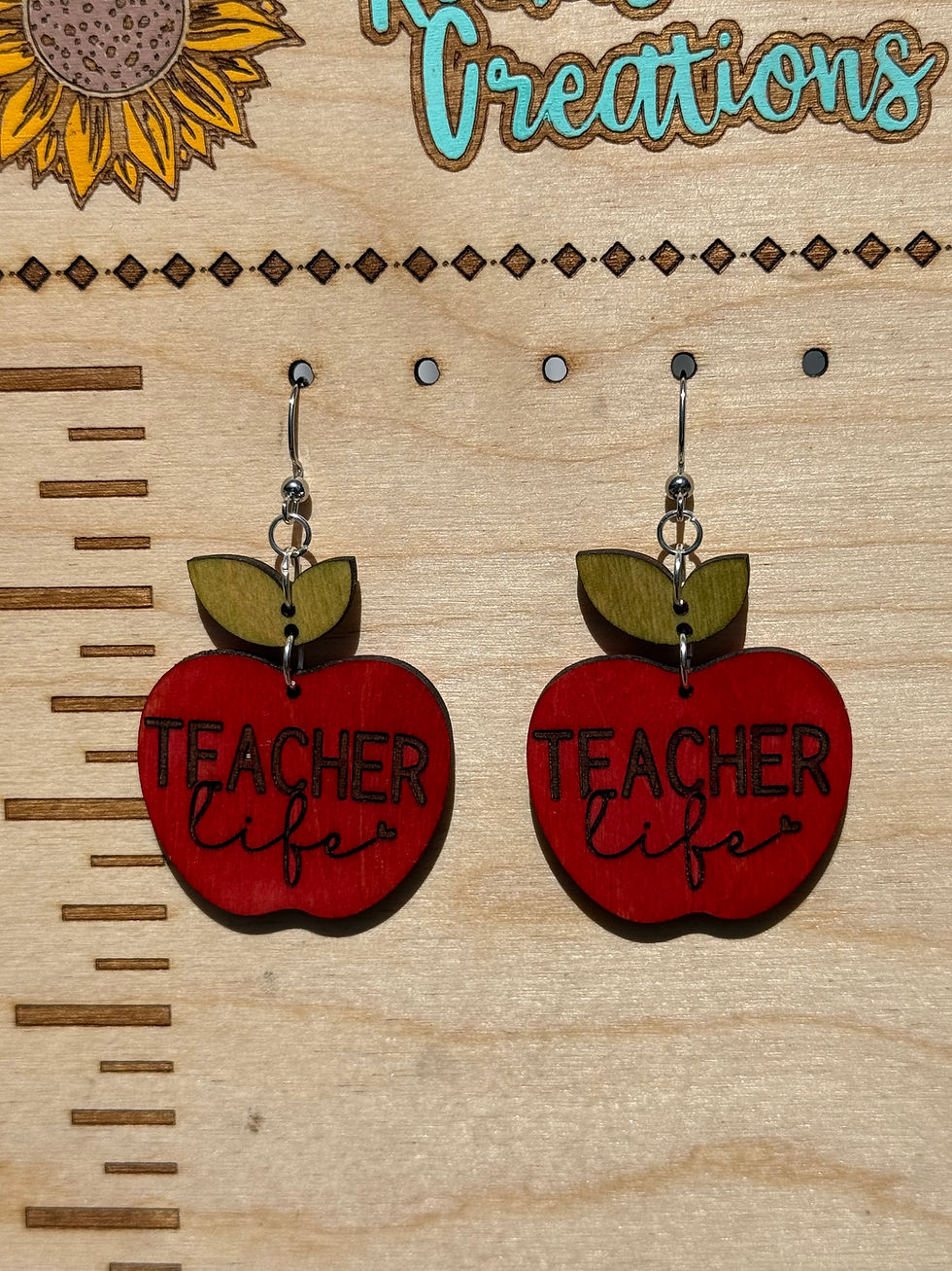 Thumbnail: Teacher Life Apple Wood Earring