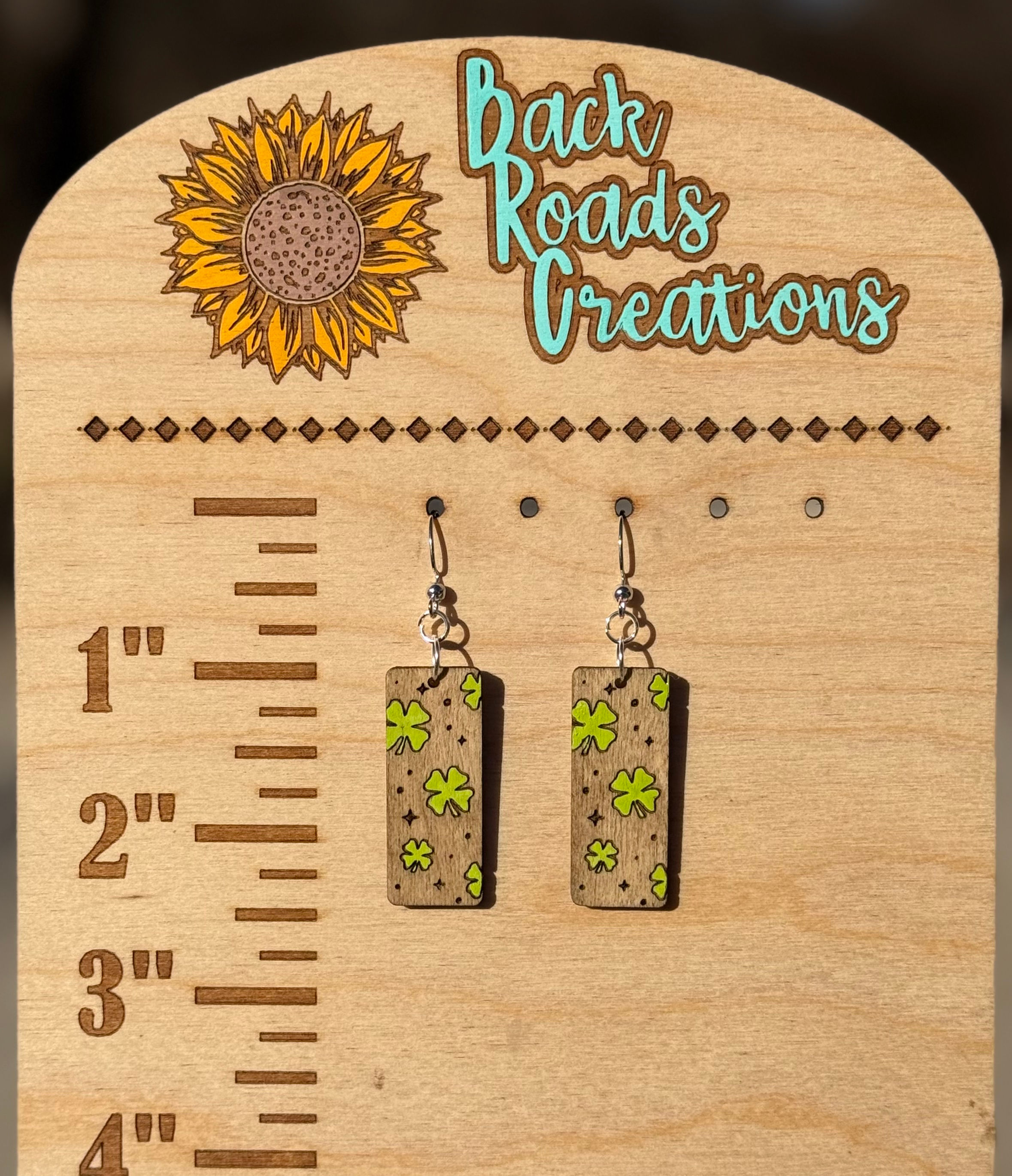 St. Patty Earrings Rectangle Clover