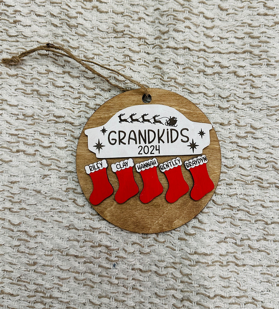 Thumbnail: Grandkids Christmas Ornament with Stockings