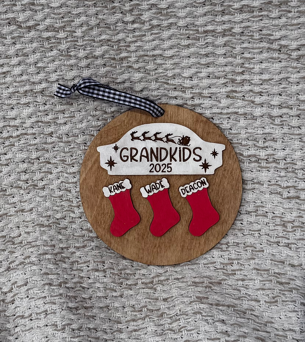 Thumbnail: Grandkids Christmas Ornament with Stockings