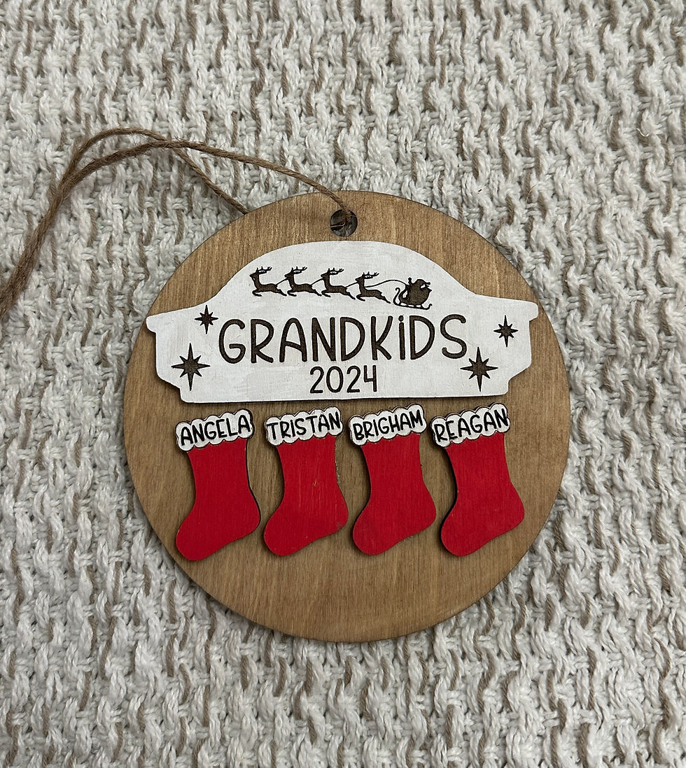 Thumbnail: Grandkids Christmas Ornament with Stockings
