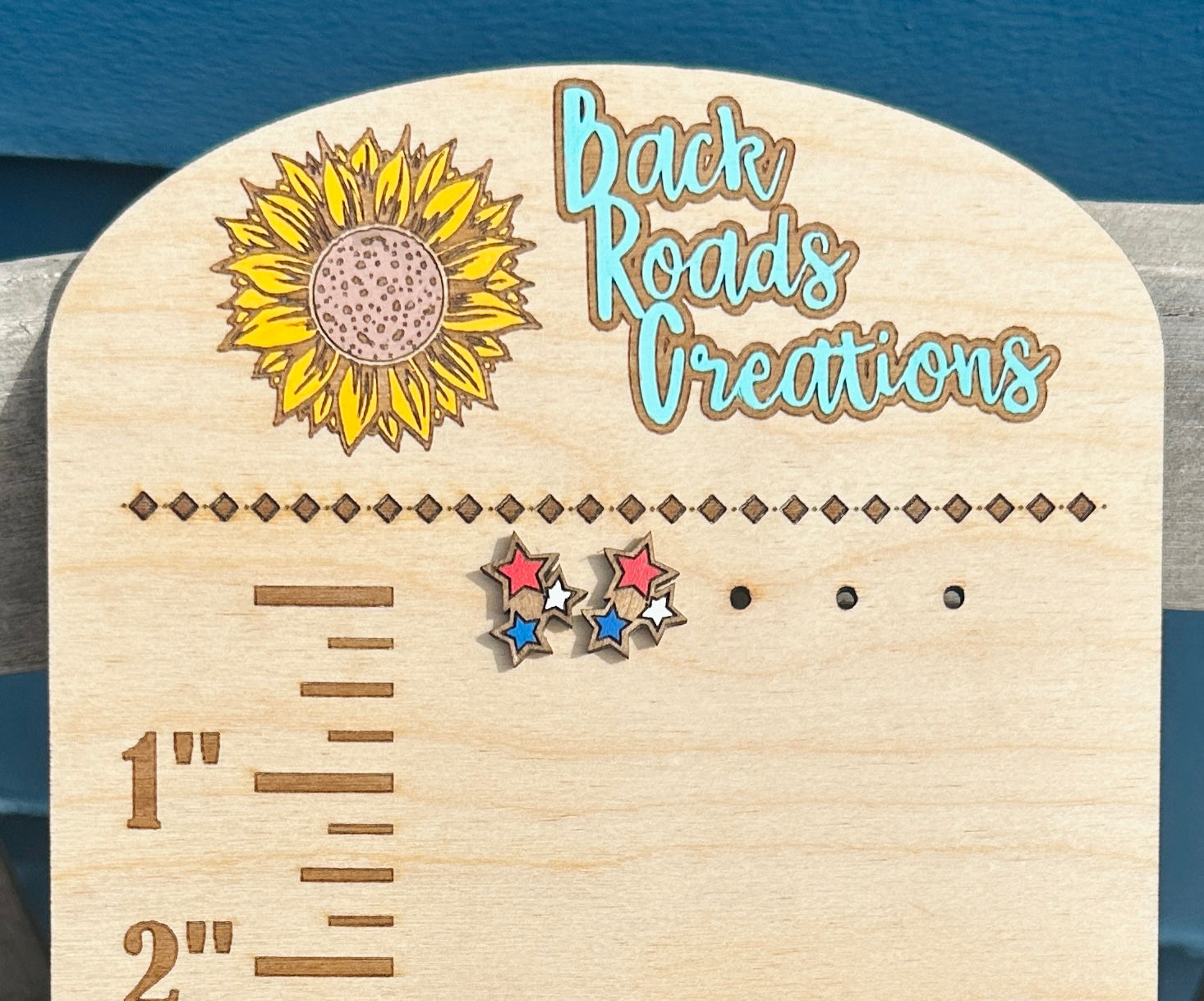 Red, White, and Blue Star Wood Stud Earring