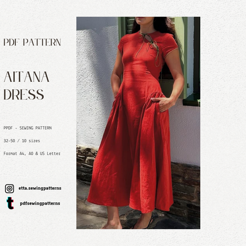 Aitana Lace-Up dress - Cottagecore Dress PDF Sewing Pattern - Japandi Dress - M Aitana Lace-Up dress - Cottagecore Dress PDF Sewing Pattern - Japandi Dress - M