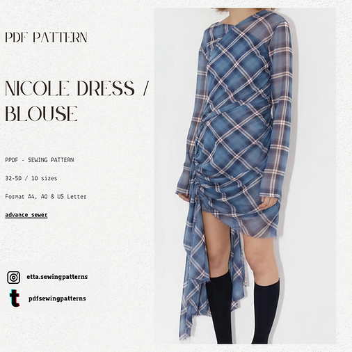 Nicole Blouse & Dress PDF Sewing Pattern | Asymmetric blouse | Japandi Fashion | Etta Sewing Patterns Nicole Blouse & Dress PDF Sewing Pattern | Asymmetric blouse | Japandi Fashion | Etta Sewing Patterns