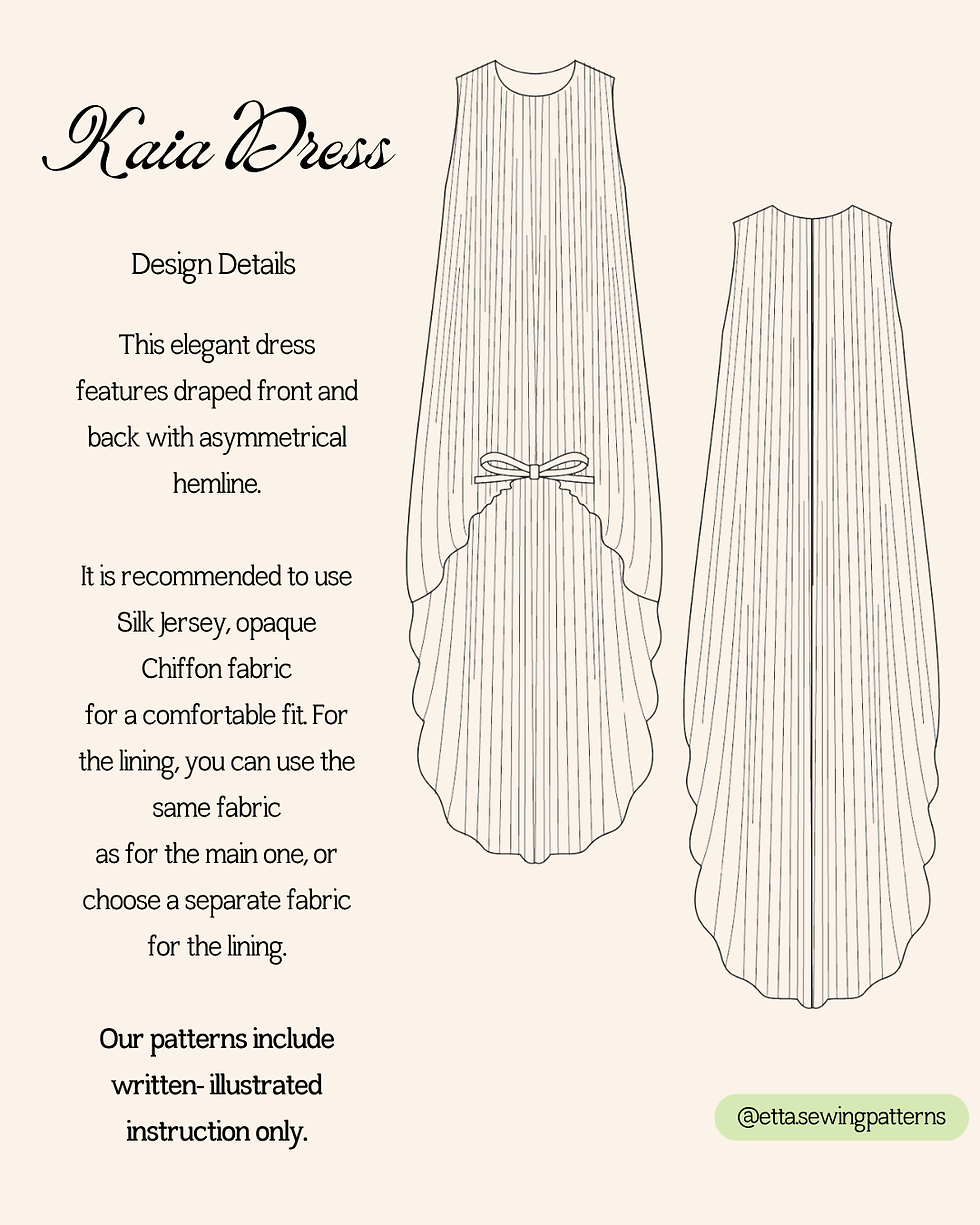 Thumbnail: Kaia Dress | Drape  dress with bubble hem | Japandi style dress  | Size 32-45 EU