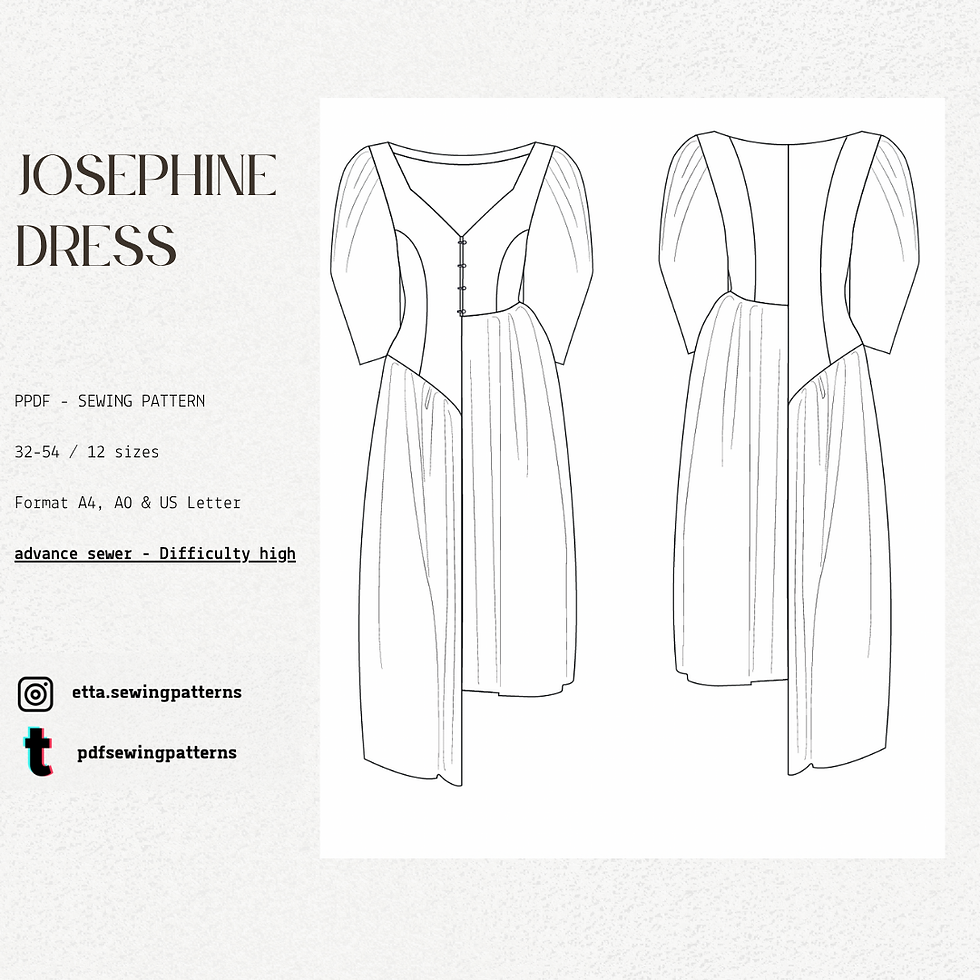 Thumbnail: Josephine Dress PDF Sewing Pattern | Corset fall dress | Puff sleeve dress 