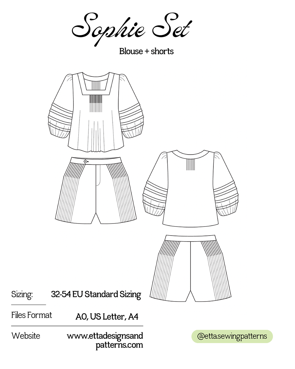Thumbnail: Pintucks Vintage blouse & shorts PDF Sewing Pattern - Cottagecore Milkmaid Style