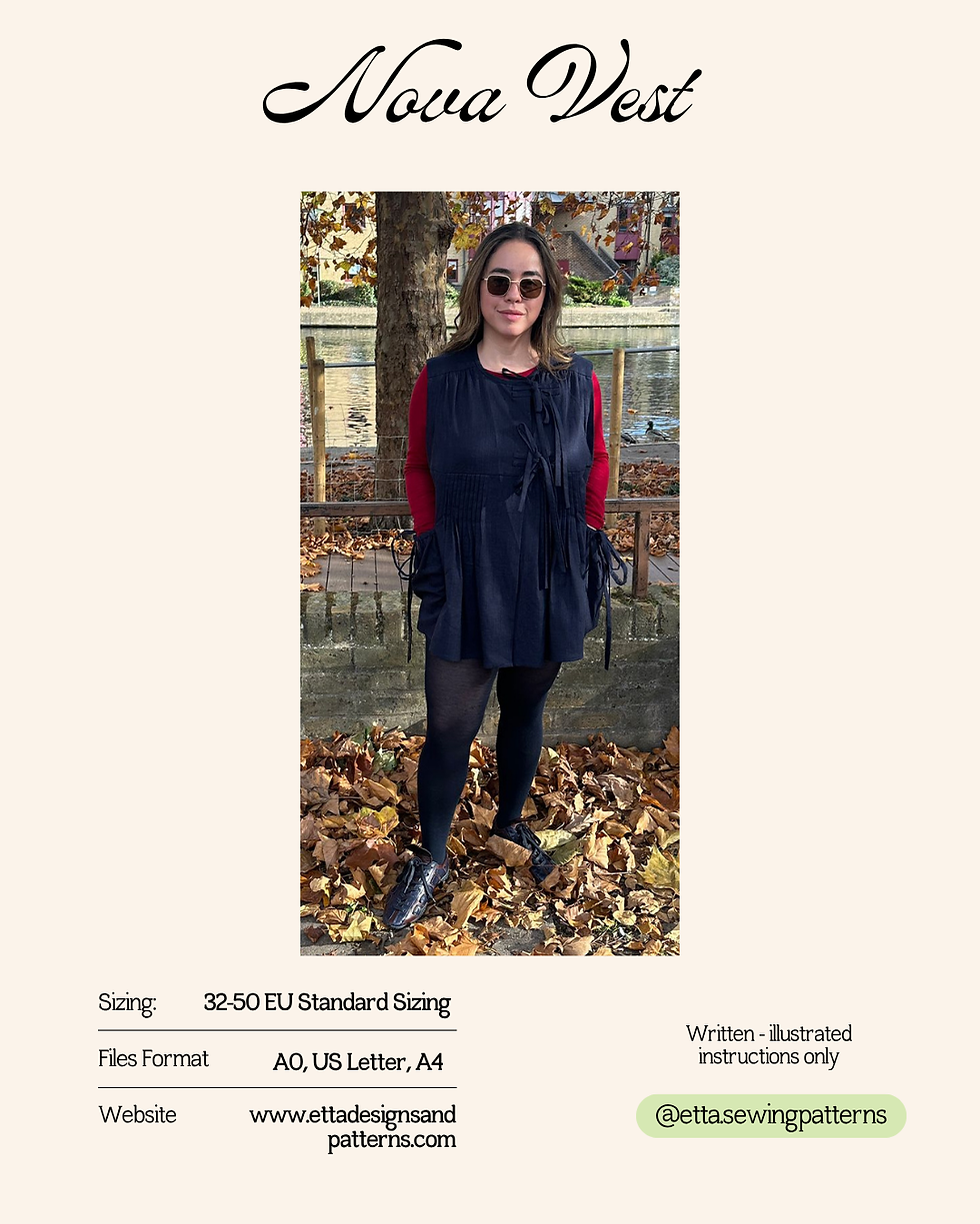 Pleated Oversized Vest PDF  Sewing Pattern |  Sleeveless top  |Sizes EU32-50