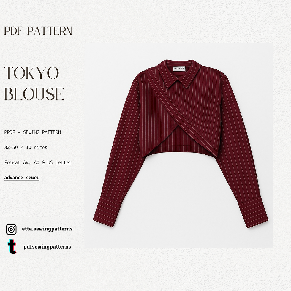 Thumbnail: Tokyo Blouse PDF Sewing Pattern | Multipositional Asymmetric Shirt | Japandi 
