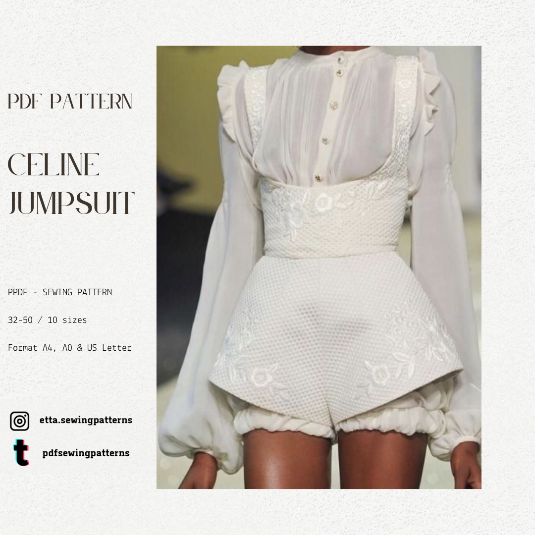 Celine Jumpsuit PDF Sewing Pattern - High-Waisted Playsuit - Vintage style 