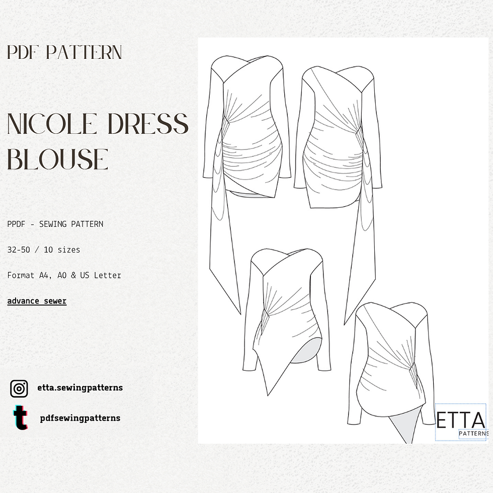 Thumbnail: Nicole Blouse & Dress PDF Sewing Pattern | Asymmetric blouse | Japandi Fashion