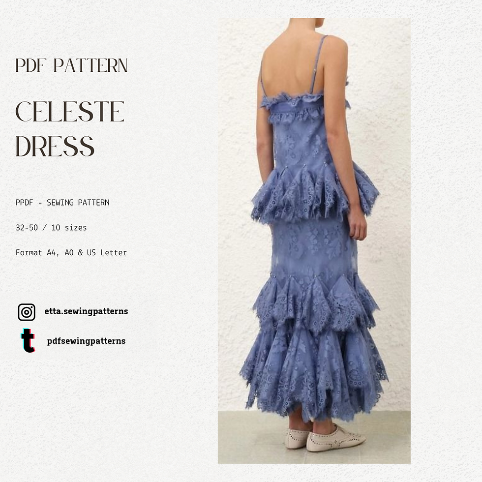 Thumbnail: Ruffle Maxi Dress Sewing PDF Pattern - Boho dress - Ruffles dress - Bohemian 