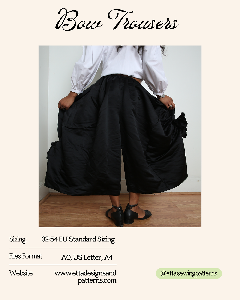 Wide-Leg Bow Trousers PDF  Sewing Pattern | Side Bow Detail Avantgarde  pants