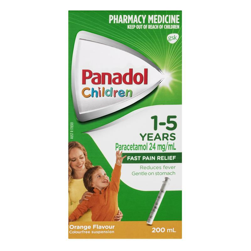 Panadol Children 1-5 Years Suspension Fever & Pain Relief Orange 200mL