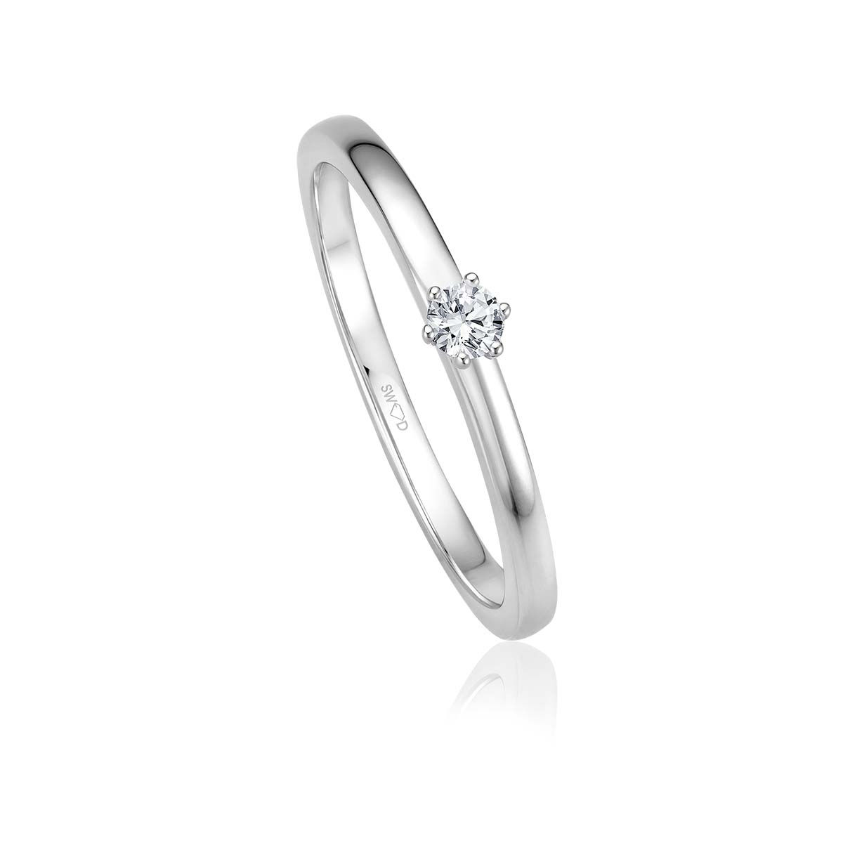 6er Weißgold-Krappenring mit 0,10 ct. Brillant