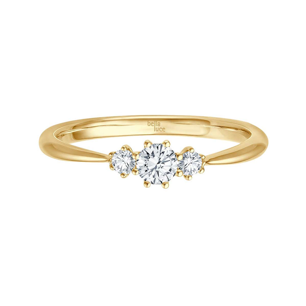 Miniaturbild: Gelbgoldring mit 3 Brillanten in Krappenfassung, insgesamt 0,30 ct.