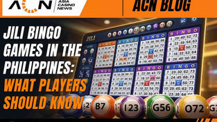 Digital screen displaying a JILI online bingo game with colorful numbered bingo balls and a headline about bingo games in the Philippines.