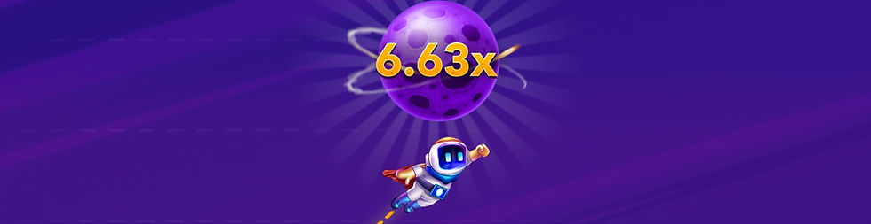 The Spaceman crash game character ascending toward a 6.63x multiplier moon during an active round.