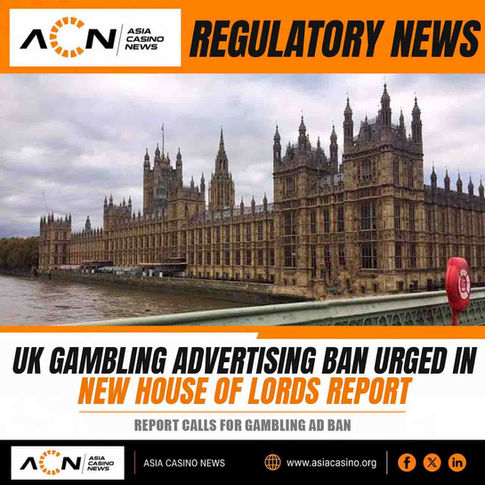 The Palace of Westminster in London, featured in a report urging a comprehensive UK gambling advertising ban.