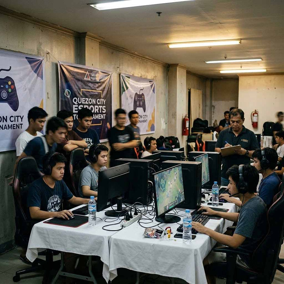 Candid view of young Filipino players competing in a modest LAN tournament in Quezon City, Philippines.