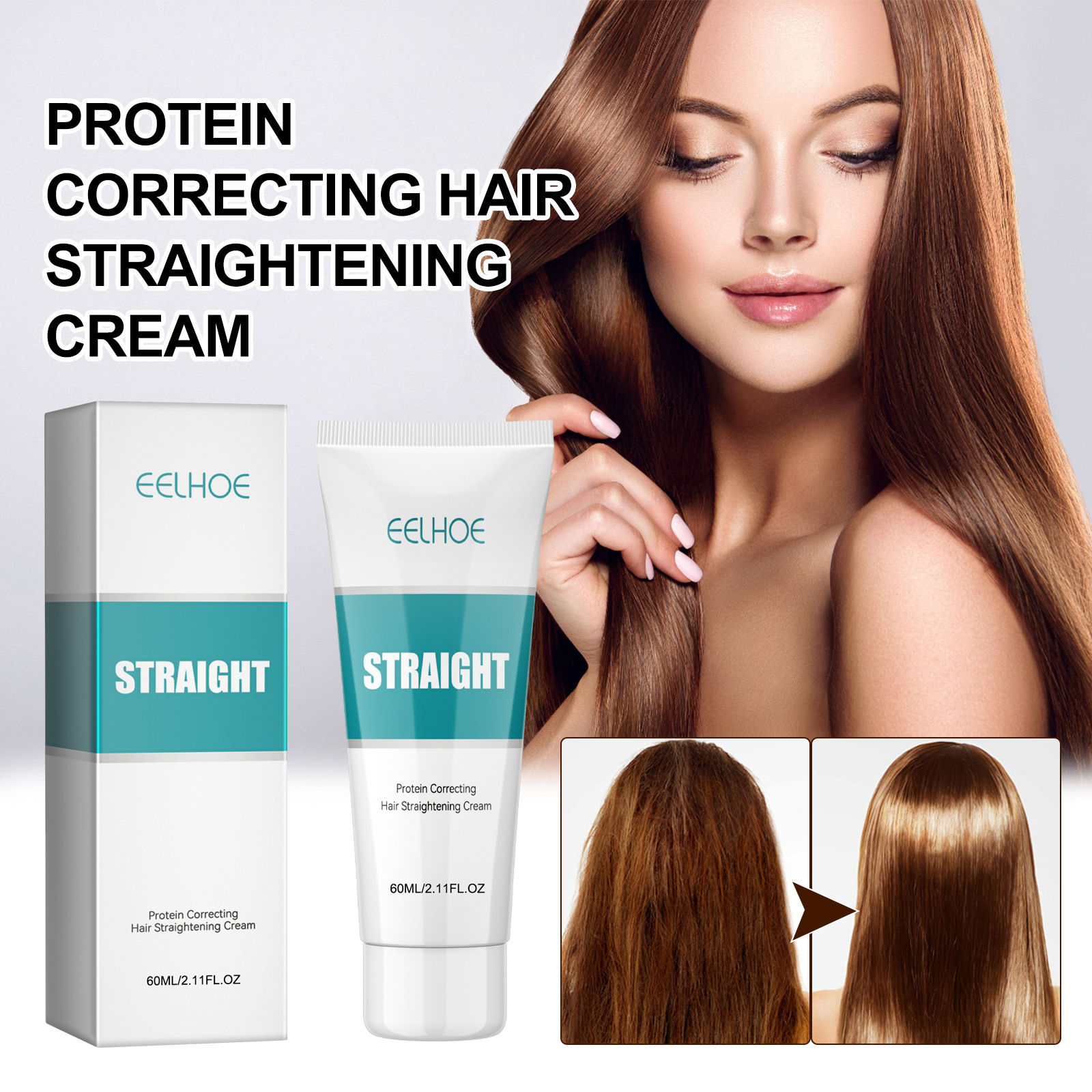 Crema alisadora de proteínas EELHOE para cabello dañado
