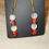 Thumbnail: Women's white glitter moonstone and red bead earrings 