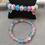 Thumbnail: Women's set  pink and blue snake chain w/charm, crack glass bead bracelet 