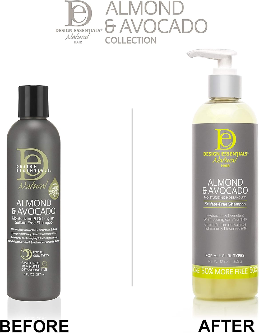 Thumbnail: Natural Almond & Avocado Moisturizing & Detangling Sulfate-Free Shampoo, 12 Ounc